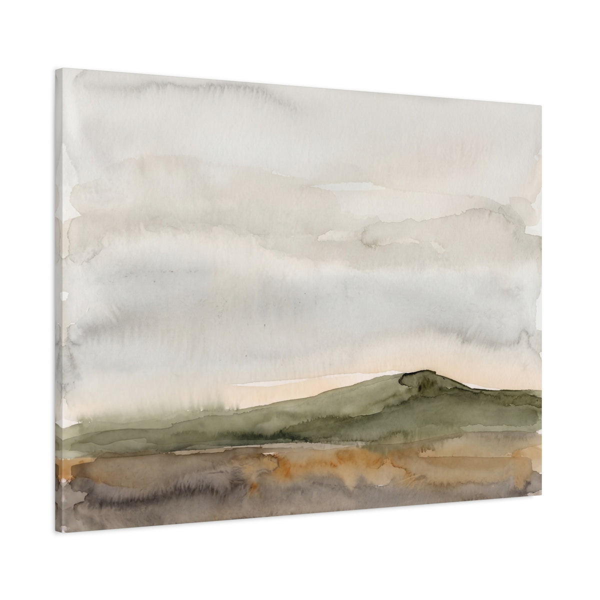 Olive Rise canvas, 40 x 30 in, angled view of the mirrored 1.25 in edge