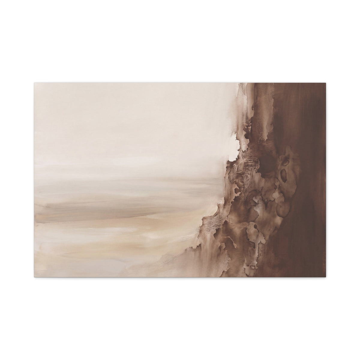 Strata and Silence canvas, 20 x 16 in, angled view of the mirrored 1.25 in edge