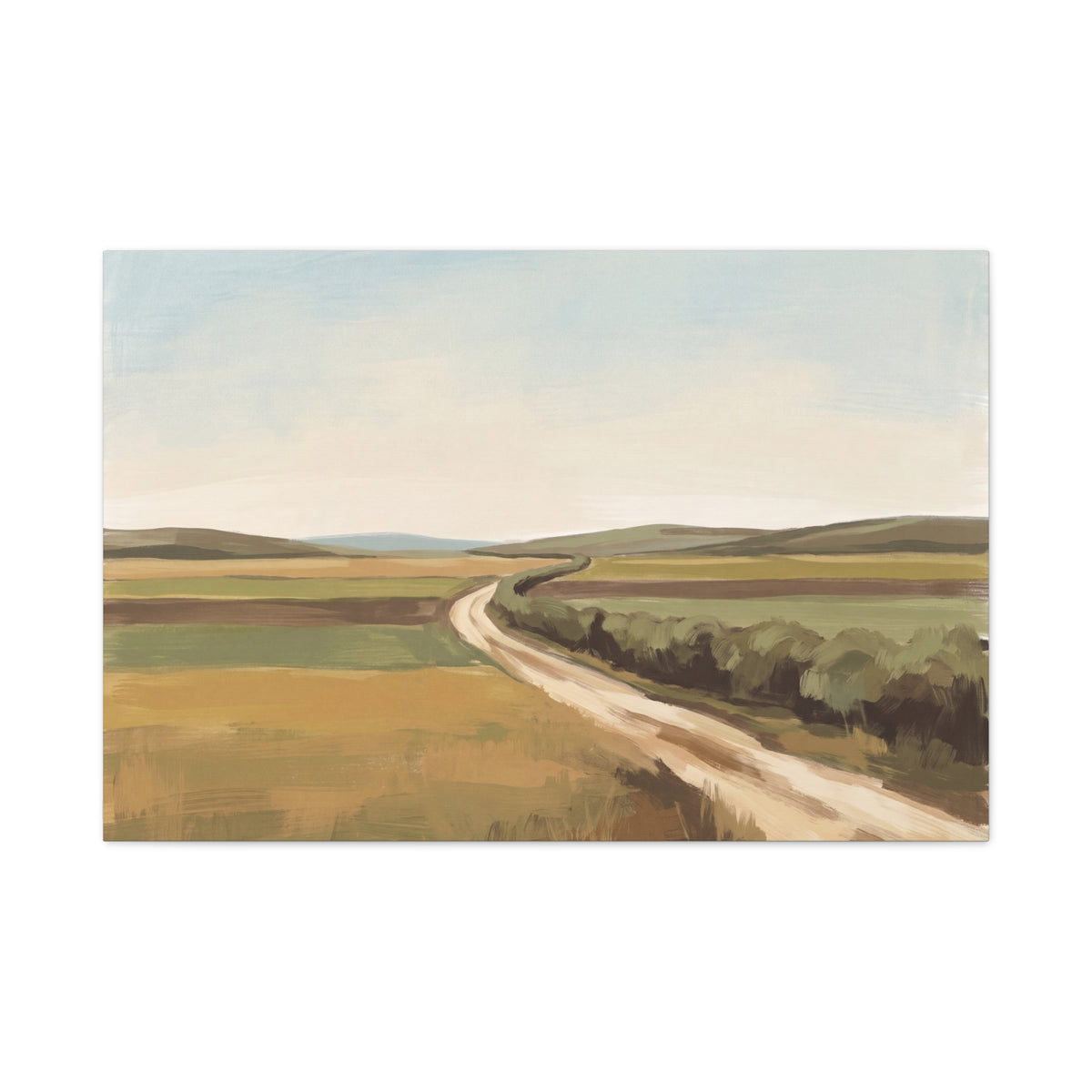 Beyond the Hedgerow canvas, 20 x 16 in, angled view of the mirrored 1.25 in edge