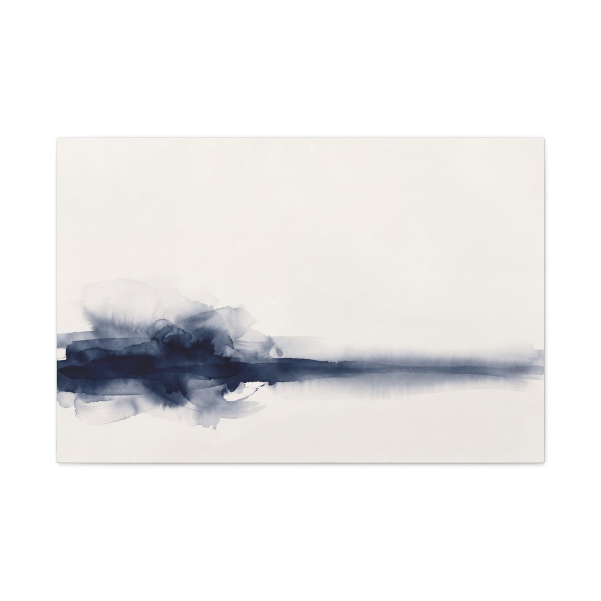 Blue Gray Horizon canvas, 20 x 16 in, angled view of the mirrored 1.25 in edge