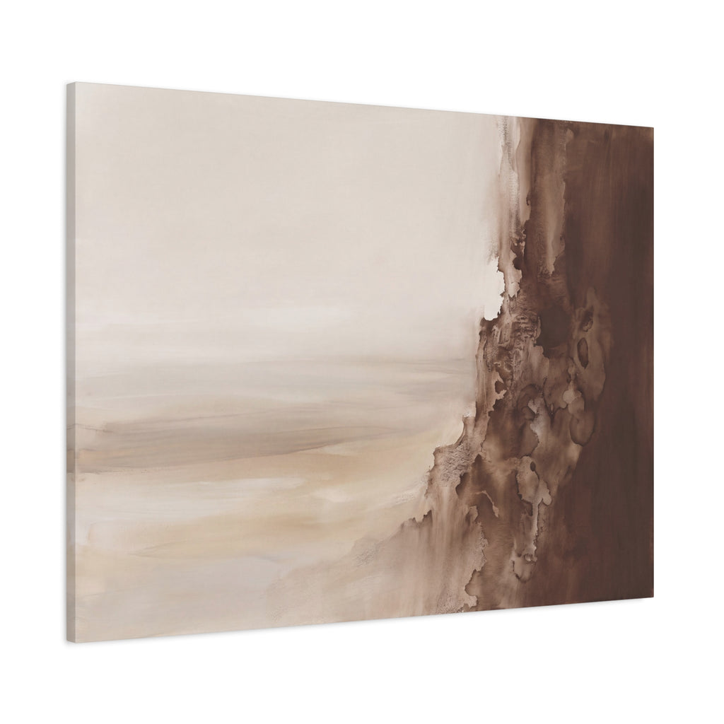 Strata and Silence canvas, 40 x 30 in, angled view of the mirrored 1.25 in edge