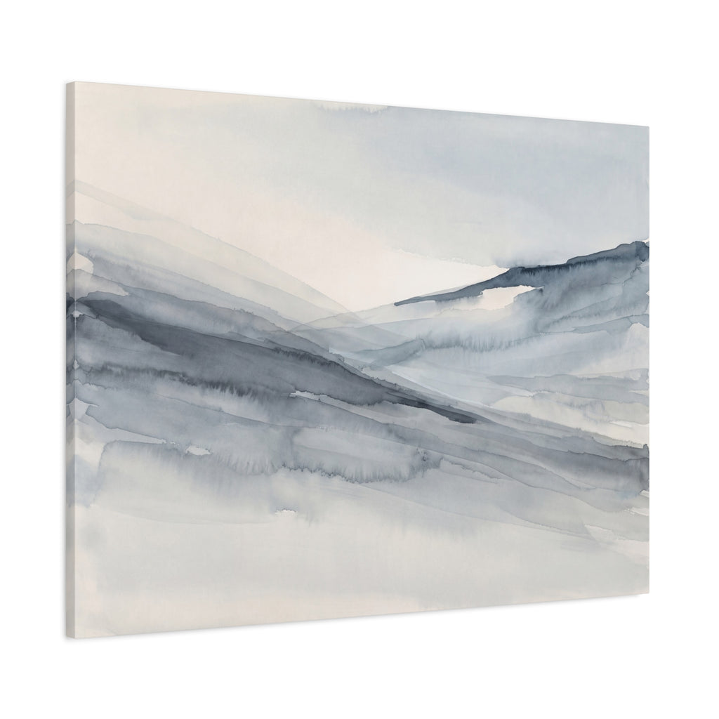 Where the Slopes Meet canvas, 40 x 30 in, angled view of the mirrored 1.25 in edge