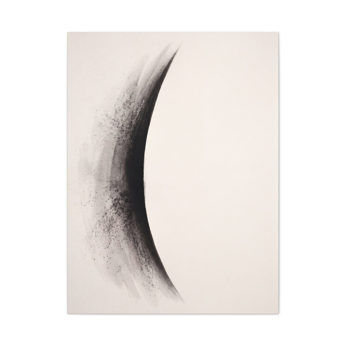 The Waning Crescent canvas, 24 x 36 in, angled view of the mirrored 1.25 in edge