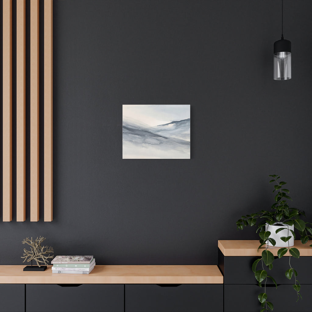 Where the Slopes Meet canvas, 36 x 24 in, angled view of the mirrored 1.25 in edge