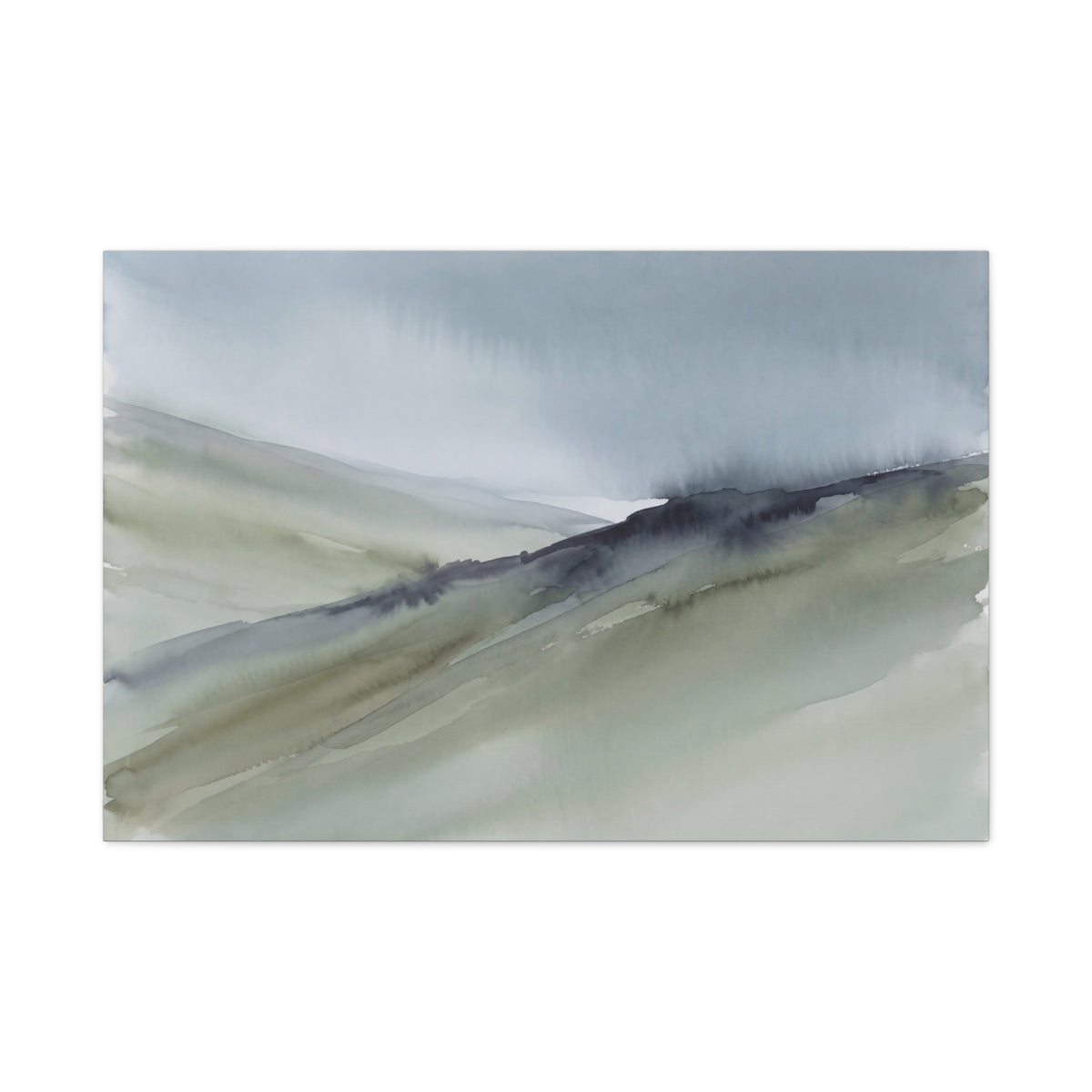 Sage Slopes canvas, 20 x 16 in, angled view of the mirrored 1.25 in edge