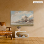 A Wide Harvest Field canvas, 36 x 24 in, above an armchair; room setting for illustration