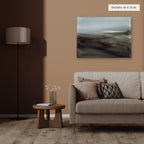 Distant Basin canvas, 40 x 30 in, above an armchair; room setting for illustration