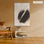 Earthen Forms canvas, 24 x 36 in, above an armchair; room setting for illustration