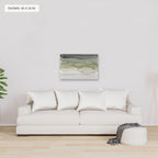 Moss and Mist canvas, 36 x 24 in, above a sofa; room setting for illustration