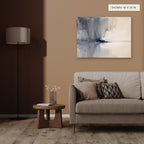 Rain Over Still Water canvas, 40 x 30 in, above an armchair; room setting for illustration