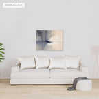 Rain Over Still Water canvas, 40 x 30 in, above a sofa; room setting for illustration