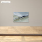 Sage Slopes canvas, 36 x 24 in, above a sideboard; room setting for illustration