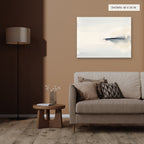 The Narrow Crossing canvas, 40 x 30 in, above an armchair; room setting for illustration