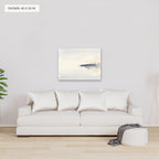 The Narrow Crossing canvas, 40 x 30 in, above a sofa; room setting for illustration