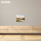 The River Bend canvas, 20 x 16 in, above a sideboard; room setting for illustration