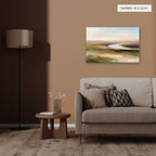 The River Bend canvas, 36 x 24 in, above an armchair; room setting for illustration