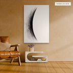 The Waning Crescent canvas, 24 x 36 in, above an armchair, beside a side table; room setting for illustration
