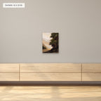 The Wooded Valley canvas, 16 x 20 in, above a sideboard; room setting for illustration