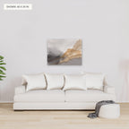 Where the Fog Gathers canvas, 40 x 30 in, above a sofa; room setting for illustration
